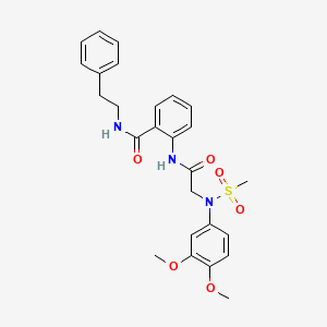 molecular formula C26H29N3O6S B4067802 2-{[N-(3,4-二甲氧基苯基)-N-(甲磺酰基)甘氨酰]氨基}-N-(2-苯乙基)苯甲酰胺 