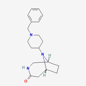 molecular formula C19H27N3O B4067832 （1S*，6R*）-9-(1-苄基哌啶-4-基)-3,9-二氮杂双环[4.2.1]壬烷-4-酮 