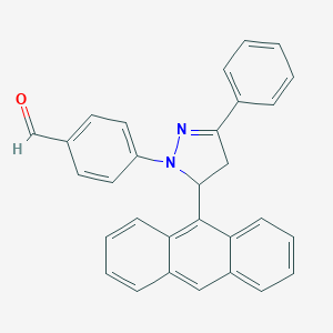molecular formula C30H22N2O B406784 4-[5-(9-anthryl)-3-phenyl-4,5-dihydro-1H-pyrazol-1-yl]benzaldehyde 