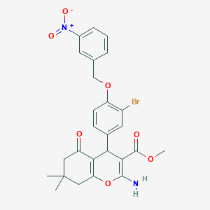 molecular formula C26H25BrN2O7 B4067847 methyl 2-amino-4-{3-bromo-4-[(3-nitrobenzyl)oxy]phenyl}-7,7-dimethyl-5-oxo-5,6,7,8-tetrahydro-4H-chromene-3-carboxylate 