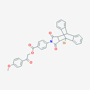 molecular formula C34H24BrNO6 B406792 2-(4-Methoxyphenyl)-2-oxoethyl 4-(1-bromo-16,18-dioxo-17-azapentacyclo[6.6.5.0~2,7~.0~9,14~.0~15,19~]nonadeca-2,4,6,9,11,13-hexaen-17-yl)benzoate 