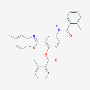 molecular formula C30H24N2O4 B406797 2-(5-Methyl-1,3-benzoxazol-2-yl)-4-[(2-methylbenzoyl)amino]phenyl 2-methylbenzoate 