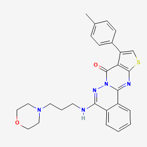 molecular formula C27H27N5O2S B4067977 9-(4-methylphenyl)-5-{[3-(4-morpholinyl)propyl]amino}-8H-thieno[2',3':4,5]pyrimido[2,1-a]phthalazin-8-one 