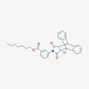 molecular formula C32H30BrNO4 B406798 Heptyl 3-(1-bromo-16,18-dioxo-17-azapentacyclo[6.6.5.0~2,7~.0~9,14~.0~15,19~]nonadeca-2,4,6,9,11,13-hexaen-17-yl)benzoate (non-preferred name) 