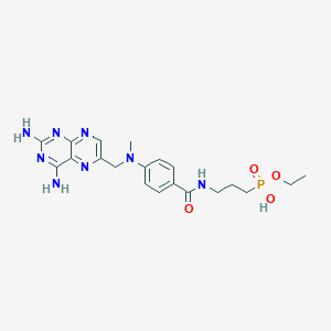 molecular formula C20H27N8O4P B040680 3-[[4-[(2,4-Diaminopteridin-6-yl)methyl-methylamino]benzoyl]amino]propyl-ethoxyphosphinic acid CAS No. 113811-51-1