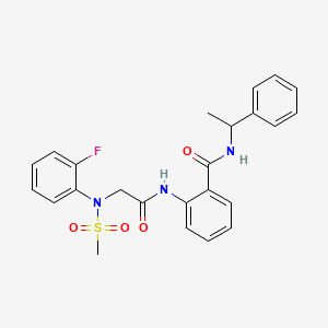 molecular formula C24H24FN3O4S B4068008 2-{[N-(2-fluorophenyl)-N-(methylsulfonyl)glycyl]amino}-N-(1-phenylethyl)benzamide 