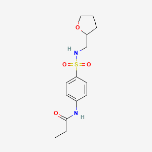 molecular formula C14H20N2O4S B4068010 N-(4-{[(四氢-2-呋喃基甲基)氨基]磺酰基}苯基)丙酰胺 