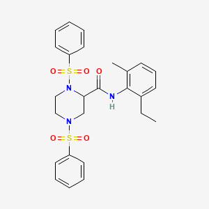 molecular formula C26H29N3O5S2 B4068014 N-(2-乙基-6-甲基苯基)-1,4-双(苯磺酰基)-2-哌嗪甲酰胺 