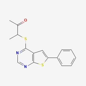 molecular formula C16H14N2OS2 B4068026 3-[(6-phenylthieno[2,3-d]pyrimidin-4-yl)thio]-2-butanone 
