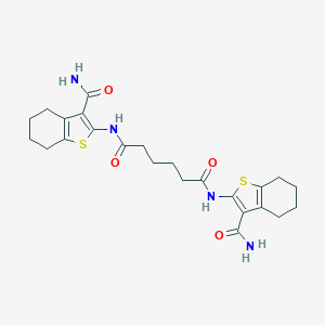 molecular formula C24H30N4O4S2 B406803 N,N'-bis(3-carbamoyl-4,5,6,7-tetrahydro-1-benzothiophen-2-yl)hexanediamide CAS No. 307341-22-6
