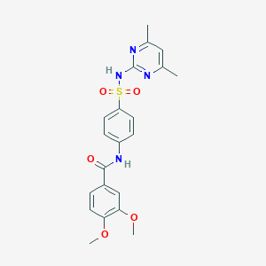 molecular formula C21H22N4O5S B406804 N-[4-(4,6-Dimethyl-pyrimidin-2-ylsulfamoyl)-phenyl]-3,4-dimethoxy-benzamide CAS No. 307505-08-4