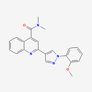 molecular formula C22H20N4O2 B4068057 2-[1-(2-甲氧基苯基)-1H-吡唑-4-基]-N,N-二甲基喹啉-4-甲酰胺 