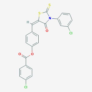 4-{[3-(3-Chlorophenyl)-4-oxo-2-thioxo-1,3-thiazolidin-5-ylidene]methyl}phenyl 4-chlorobenzoate