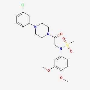 molecular formula C21H26ClN3O5S B4068082 N-{2-[4-(3-Chloro-phenyl)-piperazin-1-yl]-2-oxo-ethyl}-N-(3,4-dimethoxy-phenyl)-methanesulfonamide 