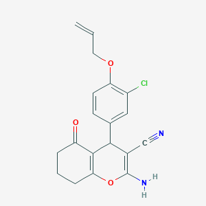 molecular formula C19H17ClN2O3 B4068084 4-[4-(烯丙氧基)-3-氯苯基]-2-氨基-5-氧代-5,6,7,8-四氢-4H-色满-3-腈 