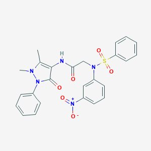 molecular formula C25H23N5O6S B406810 N-(1,5-dimethyl-3-oxo-2-phenyl-2,3-dihydro-1H-pyrazol-4-yl)-2-[3-nitro(phenylsulfonyl)anilino]acetamide 