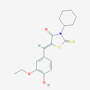 molecular formula C18H21NO3S2 B406811 3-Cyclohexyl-5-(3-ethoxy-4-hydroxybenzylidene)-2-thioxo-1,3-thiazolidin-4-one CAS No. 178735-17-6