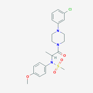 molecular formula C21H26ClN3O4S B4068110 N-{2-[4-(3-Chloro-phenyl)-piperazin-1-yl]-1-methyl-2-oxo-ethyl}-N-(4-methoxy-phenyl)-methanesulfonamide 