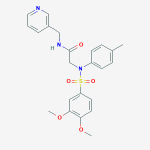 molecular formula C23H25N3O5S B406812 2-[(3,4-Dimethoxy-benzenesulfonyl)-p-tolyl-amino]-N-pyridin-3-ylmethyl-acetamide 
