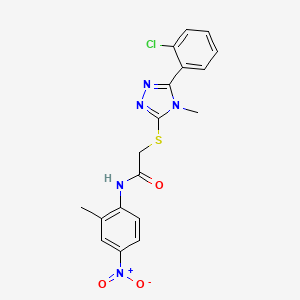 molecular formula C18H16ClN5O3S B4068123 2-{[5-(2-chlorophenyl)-4-methyl-4H-1,2,4-triazol-3-yl]thio}-N-(2-methyl-4-nitrophenyl)acetamide 