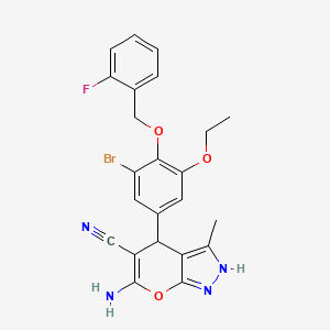 6-amino-4-{3-bromo-5-ethoxy-4-[(2-fluorobenzyl)oxy]phenyl}-3-methyl-1,4-dihydropyrano[2,3-c]pyrazole-5-carbonitrile