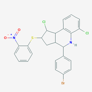 4-(4-bromophenyl)-1,6-dichloro-2-({2-nitrophenyl}sulfanyl)-2,3,3a,4,5,9b-hexahydro-1H-cyclopenta[c]quinoline