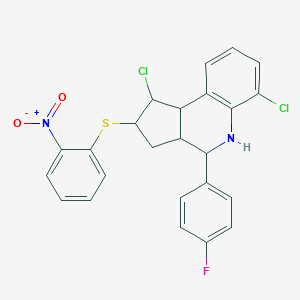 molecular formula C24H19Cl2FN2O2S B406819 1,6-dichloro-4-(4-fluorophenyl)-2-({2-nitrophenyl}sulfanyl)-2,3,3a,4,5,9b-hexahydro-1H-cyclopenta[c]quinoline 