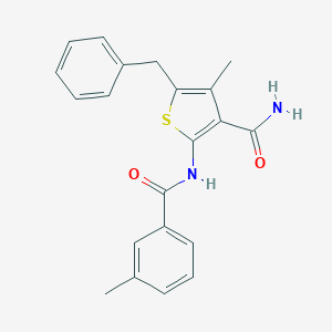 molecular formula C21H20N2O2S B406820 5-Benzyl-4-methyl-2-[(3-methylbenzoyl)amino]-3-thiophenecarboxamide 