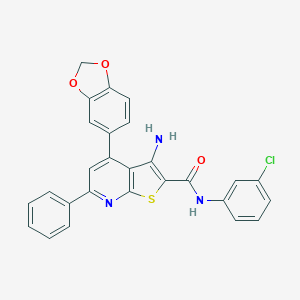 molecular formula C27H18ClN3O3S B406822 3-amino-4-(1,3-benzodioxol-5-yl)-N-(3-chlorophenyl)-6-phenylthieno[2,3-b]pyridine-2-carboxamide 