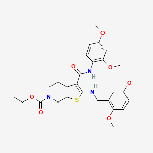 molecular formula C28H33N3O7S B4068225 ethyl 2-[(2,5-dimethoxybenzyl)amino]-3-{[(2,4-dimethoxyphenyl)amino]carbonyl}-4,7-dihydrothieno[2,3-c]pyridine-6(5H)-carboxylate 