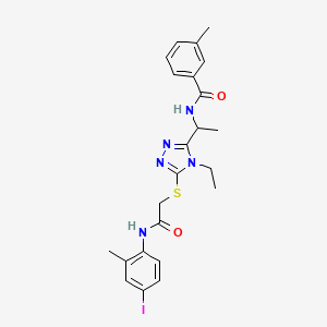 molecular formula C23H26IN5O2S B4068233 N-{1-[4-ethyl-5-({2-[(4-iodo-2-methylphenyl)amino]-2-oxoethyl}thio)-4H-1,2,4-triazol-3-yl]ethyl}-3-methylbenzamide 