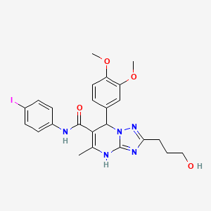 molecular formula C24H26IN5O4 B4068238 7-(3,4-dimethoxyphenyl)-2-(3-hydroxypropyl)-N-(4-iodophenyl)-5-methyl-4,7-dihydro[1,2,4]triazolo[1,5-a]pyrimidine-6-carboxamide 