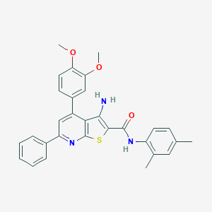 molecular formula C30H27N3O3S B406825 3-amino-4-(3,4-dimethoxyphenyl)-N-(2,4-dimethylphenyl)-6-phenylthieno[2,3-b]pyridine-2-carboxamide CAS No. 332040-54-7