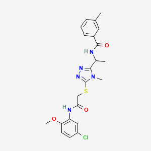 molecular formula C22H24ClN5O3S B4068259 N-{1-[5-({2-[(5-chloro-2-methoxyphenyl)amino]-2-oxoethyl}thio)-4-methyl-4H-1,2,4-triazol-3-yl]ethyl}-3-methylbenzamide 