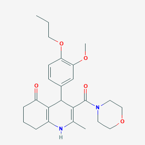 molecular formula C25H32N2O5 B4068293 4-(3-methoxy-4-propoxyphenyl)-2-methyl-3-(4-morpholinylcarbonyl)-4,6,7,8-tetrahydro-5(1H)-quinolinone 