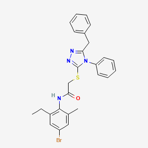 2-[(5-benzyl-4-phenyl-4H-1,2,4-triazol-3-yl)thio]-N-(4-bromo-2-ethyl-6-methylphenyl)acetamide