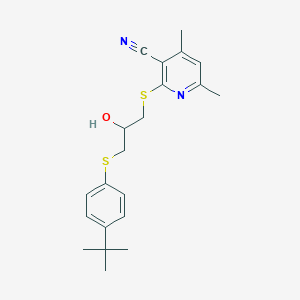 molecular formula C21H26N2OS2 B4068315 2-({3-[(4-tert-butylphenyl)thio]-2-hydroxypropyl}thio)-4,6-dimethylnicotinonitrile 