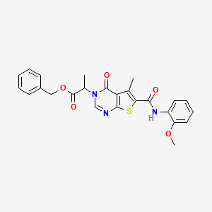 molecular formula C25H23N3O5S B4068322 benzyl 2-[6-{[(2-methoxyphenyl)amino]carbonyl}-5-methyl-4-oxothieno[2,3-d]pyrimidin-3(4H)-yl]propanoate 