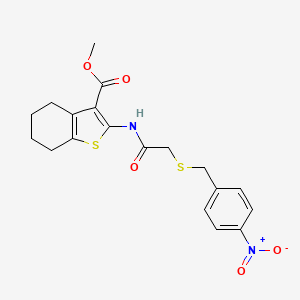 molecular formula C19H20N2O5S2 B4068329 methyl 2-({[(4-nitrobenzyl)thio]acetyl}amino)-4,5,6,7-tetrahydro-1-benzothiophene-3-carboxylate 