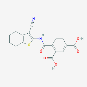 molecular formula C18H14N2O5S B406834 4-[(3-Cyano-4,5,6,7-tetrahydro-1-benzothiophen-2-yl)carbamoyl]benzene-1,3-dicarboxylic acid CAS No. 325472-40-0