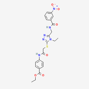 ethyl 4-({[(4-ethyl-5-{[(3-nitrobenzoyl)amino]methyl}-4H-1,2,4-triazol-3-yl)thio]acetyl}amino)benzoate