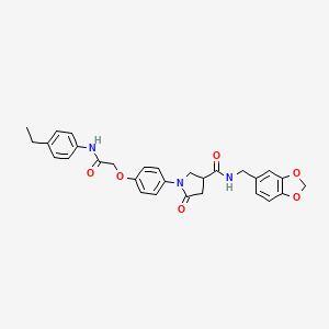molecular formula C29H29N3O6 B4068351 N-(1,3-benzodioxol-5-ylmethyl)-1-(4-{2-[(4-ethylphenyl)amino]-2-oxoethoxy}phenyl)-5-oxo-3-pyrrolidinecarboxamide 