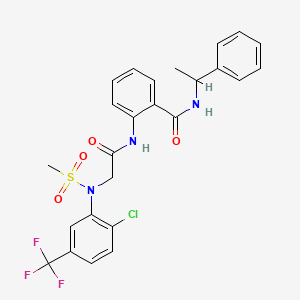 molecular formula C25H23ClF3N3O4S B4068369 2-{[N-[2-chloro-5-(trifluoromethyl)phenyl]-N-(methylsulfonyl)glycyl]amino}-N-(1-phenylethyl)benzamide 