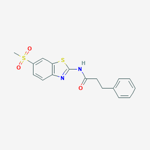 molecular formula C17H16N2O3S2 B406837 N-[6-(methylsulfonyl)benzothiazol-2-yl]-3-phenylpropanamide CAS No. 349537-45-7