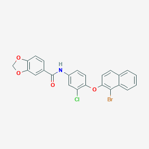 molecular formula C24H15BrClNO4 B406838 N-[4-(1-bromonaphthalen-2-yl)oxy-3-chlorophenyl]-1,3-benzodioxole-5-carboxamide CAS No. 329196-12-5