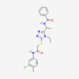 molecular formula C22H24ClN5O2S B4068382 N-{1-[5-({2-[(3-chloro-4-methylphenyl)amino]-2-oxoethyl}thio)-4-ethyl-4H-1,2,4-triazol-3-yl]ethyl}benzamide 