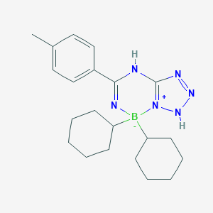 molecular formula C21H31BN6 B406839 5,5-Dicyclohexyl-7-(4-methylphenyl)-5,8-dihydrotetraazolo[1,5-c][1,3,5,2]triazaborinin-6-io-5-ide 