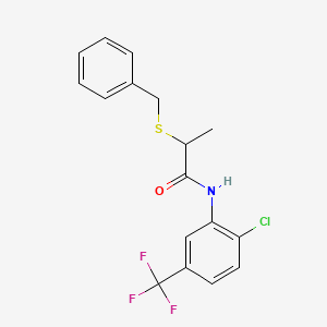 molecular formula C17H15ClF3NOS B4068397 2-(benzylthio)-N-[2-chloro-5-(trifluoromethyl)phenyl]propanamide 