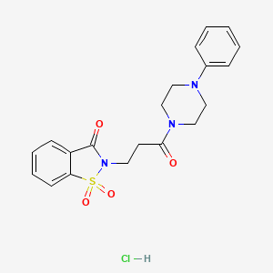 molecular formula C20H22ClN3O4S B4068400 2-[3-oxo-3-(4-phenyl-1-piperazinyl)propyl]-1,2-benzisothiazol-3(2H)-one 1,1-dioxide hydrochloride 