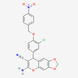 molecular formula C24H16ClN3O6 B4068402 6-amino-8-{3-chloro-4-[(4-nitrobenzyl)oxy]phenyl}-8H-[1,3]dioxolo[4,5-g]chromene-7-carbonitrile 
